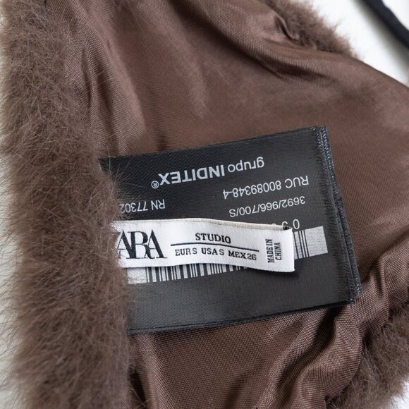Zara Studio Faux Fur Triangle Bra Brown - Picture 5 of 9